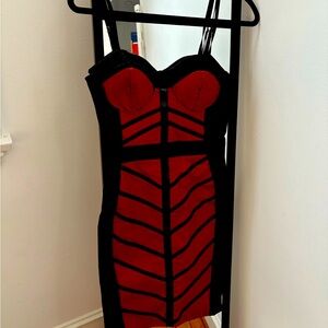 Rebels Red and Black Bodycon Cocktail Dress
